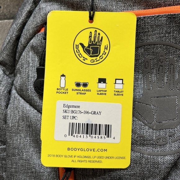 Body Glove Gray/Orange Laptop/tablet Backpack New! - Picture 4 of 8